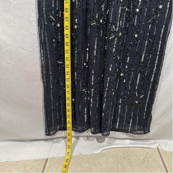 NWT $598 Mac Duggal [ 16 ] Embellished High Neck Long Sleeve Gown Blue‎ - Picture 4 of 15